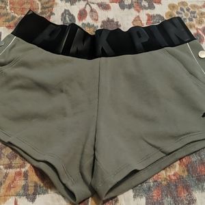 Pink varisty shorts green